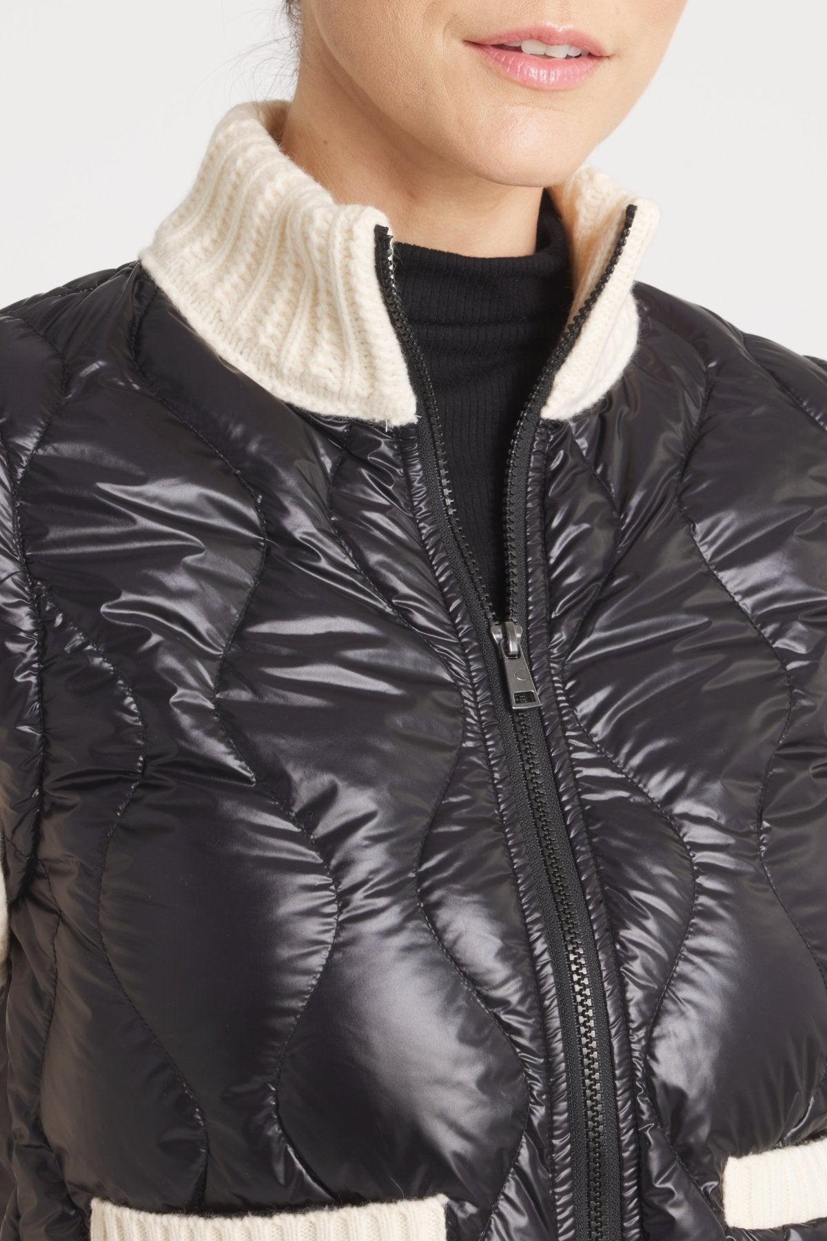 The Hyde | Quilted Down / Wool Jacket | Midnight Black / Beige