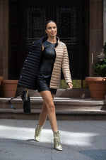 The Knightsbridge | Lightweight 2 in 1 Reversible Down Coat | Matte Black / Metallic Gold