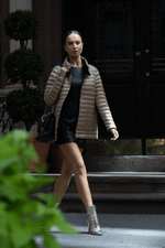 The Knightsbridge | Lightweight 2 in 1 Reversible Down Coat | Matte Black / Taupe