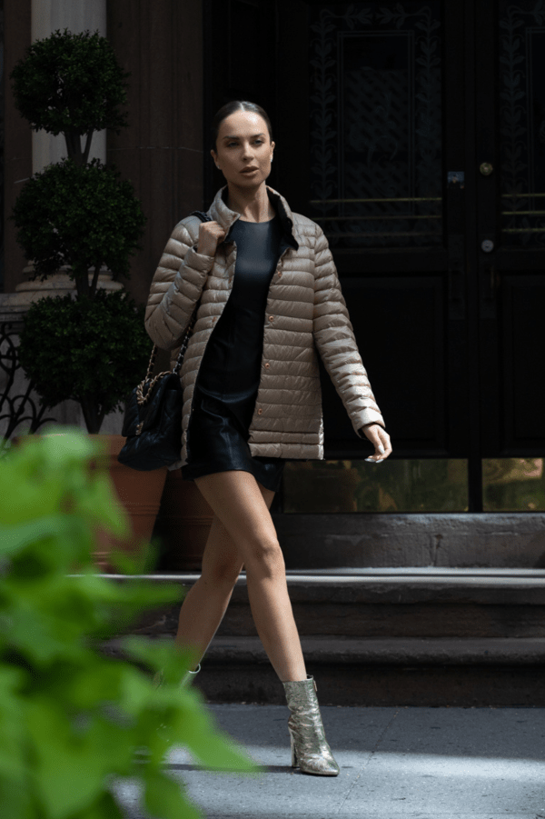 The Knightsbridge | Lightweight 2 in 1 Reversible Down Coat | Matte Black / Taupe