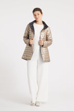 The Knightsbridge | Lightweight 2 in 1 Reversible Down Coat | Matte Black / Metallic Gold