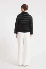 The Soho | Velour Down 3/4 Sleeve Jacket | Midnight Black