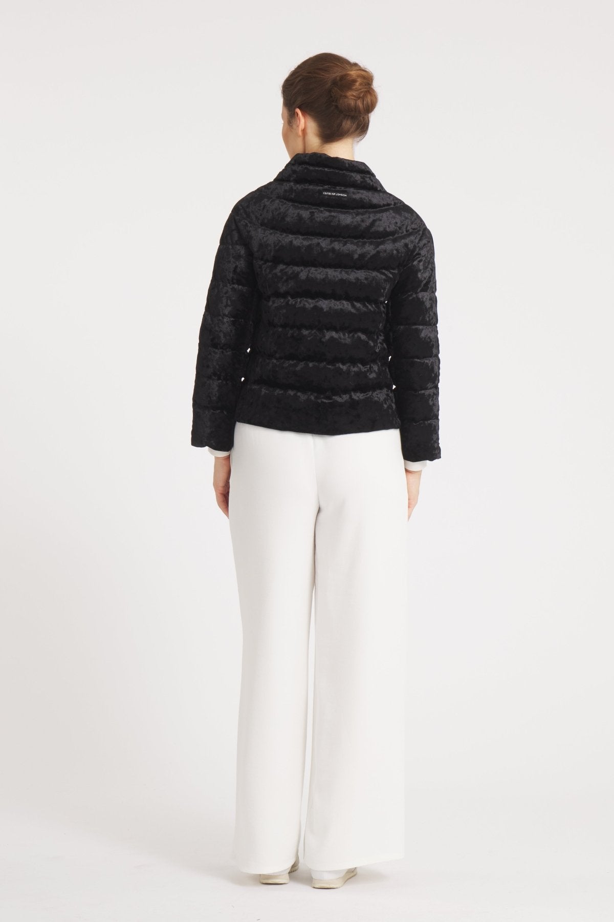 The Soho | Velour Down 3/4 Sleeve Jacket | Midnight Black