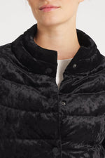 The Soho | Velour Down 3/4 Sleeve Jacket | Midnight Black