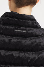 The Soho | Velour Down 3/4 Sleeve Jacket | Midnight Black