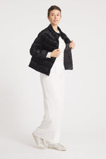 The Soho | Velour Down 3/4 Sleeve Jacket | Midnight Black