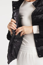 The Soho | Velour Down 3/4 Sleeve Jacket | Midnight Black