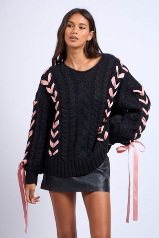 Black Ribbon Sweater - By Baano