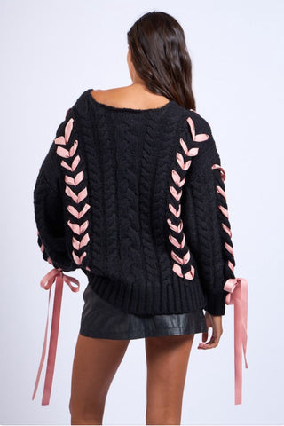 Black Ribbon Sweater - By Baano