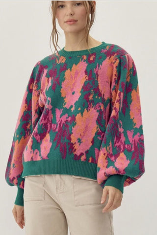 Emerald Balloon Sleeve Sweater - By Baano