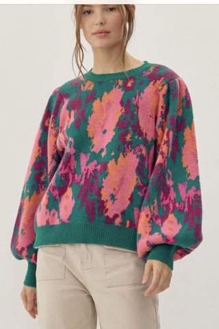 Emerald Balloon Sleeve Sweater - By Baano