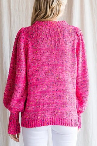 Hot Pink Confetti Sweater - By Baano