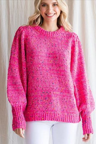 Hot Pink Confetti Sweater - By Baano