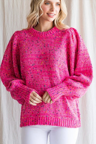 Hot Pink Confetti Sweater - By Baano