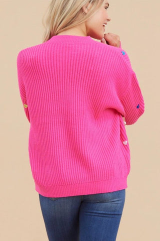 Pink Heart Sweater - By Baano