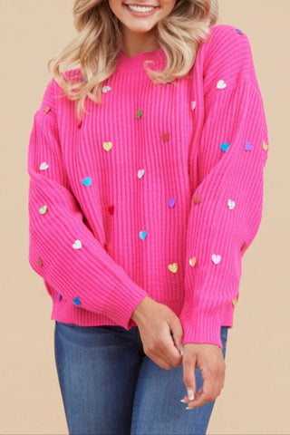 Pink Heart Sweater - By Baano