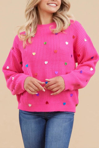 Pink Heart Sweater - By Baano