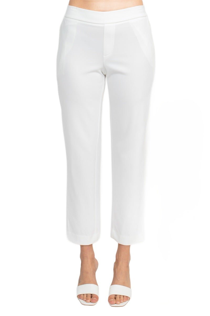 T Tahari Mid Waist Pull On Ankle Slim Fit Crepe Pant with Pockets - Glamourous Grace
