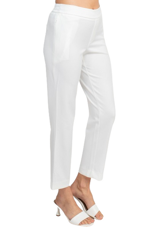 T Tahari Mid Waist Pull On Ankle Slim Fit Crepe Pant with Pockets - By Baano
