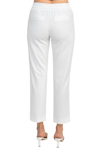 T Tahari Mid Waist Pull On Ankle Slim Fit Crepe Pant with Pockets - By Baano
