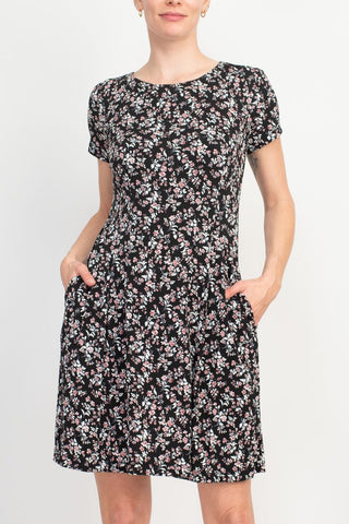 Connected Apparel Floral Soft Dress - Mauve Scuba Crepe - Glamourous Grace