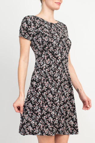 Connected Apparel Floral Soft Dress - Mauve Scuba Crepe - Glamourous Grace