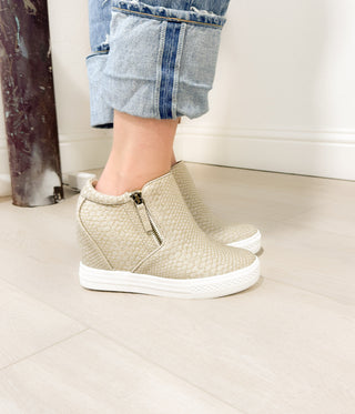 Timmibelle Wedge Sneaker in Cream Naughty Monkey