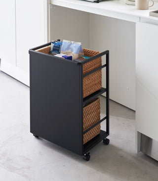 Two-Tier Hideaway Storage Cart (24" H)  - Steel - By Baano