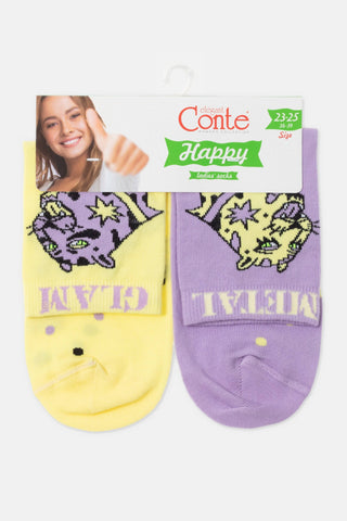 Socks Cotton Conte Happy 386 - Glam Metal - By Baano