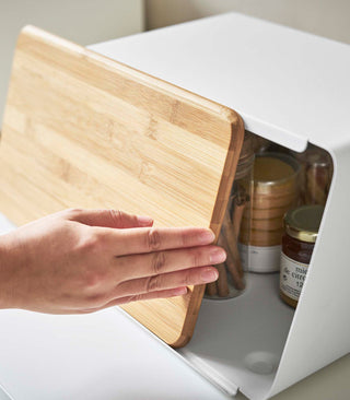 Bread Box with Cutting Board Lid - Steel + Wood - By Baano