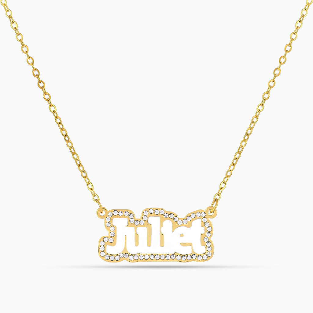 Kid's Iced Bubble Enamel Name Necklace