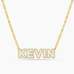Iced Out Block Name Necklace