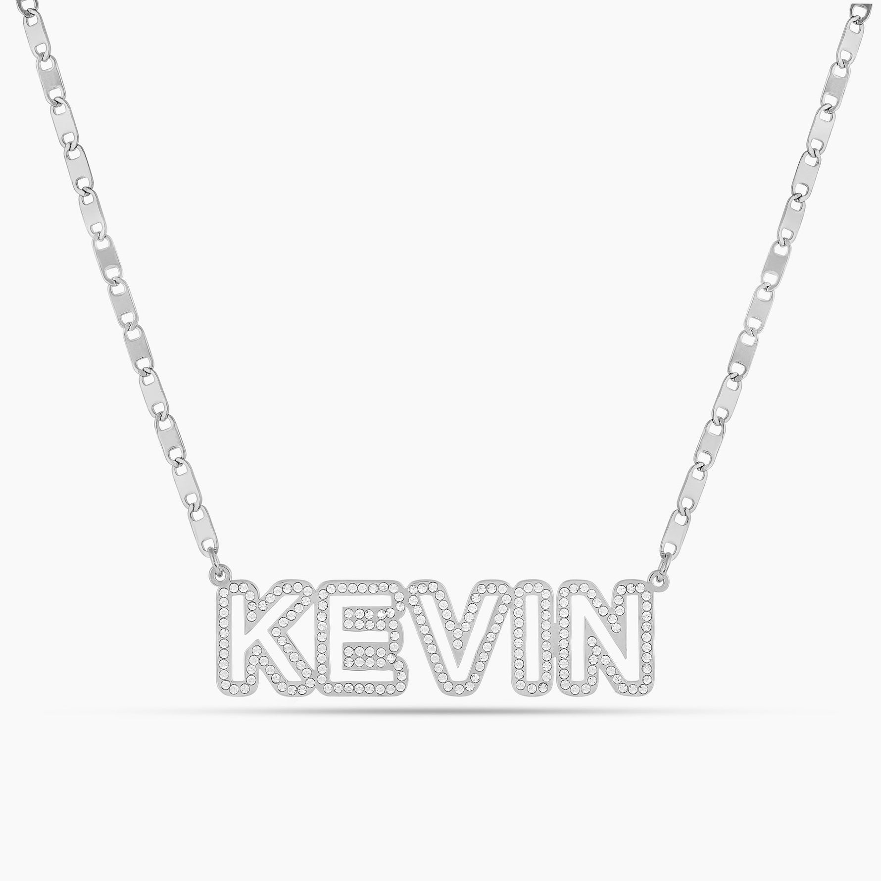 Iced Out Block Name Necklace