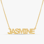 Diamond Cut Block Name Necklace