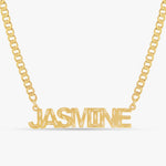 Kid's Diamond Cut Block Name Necklace