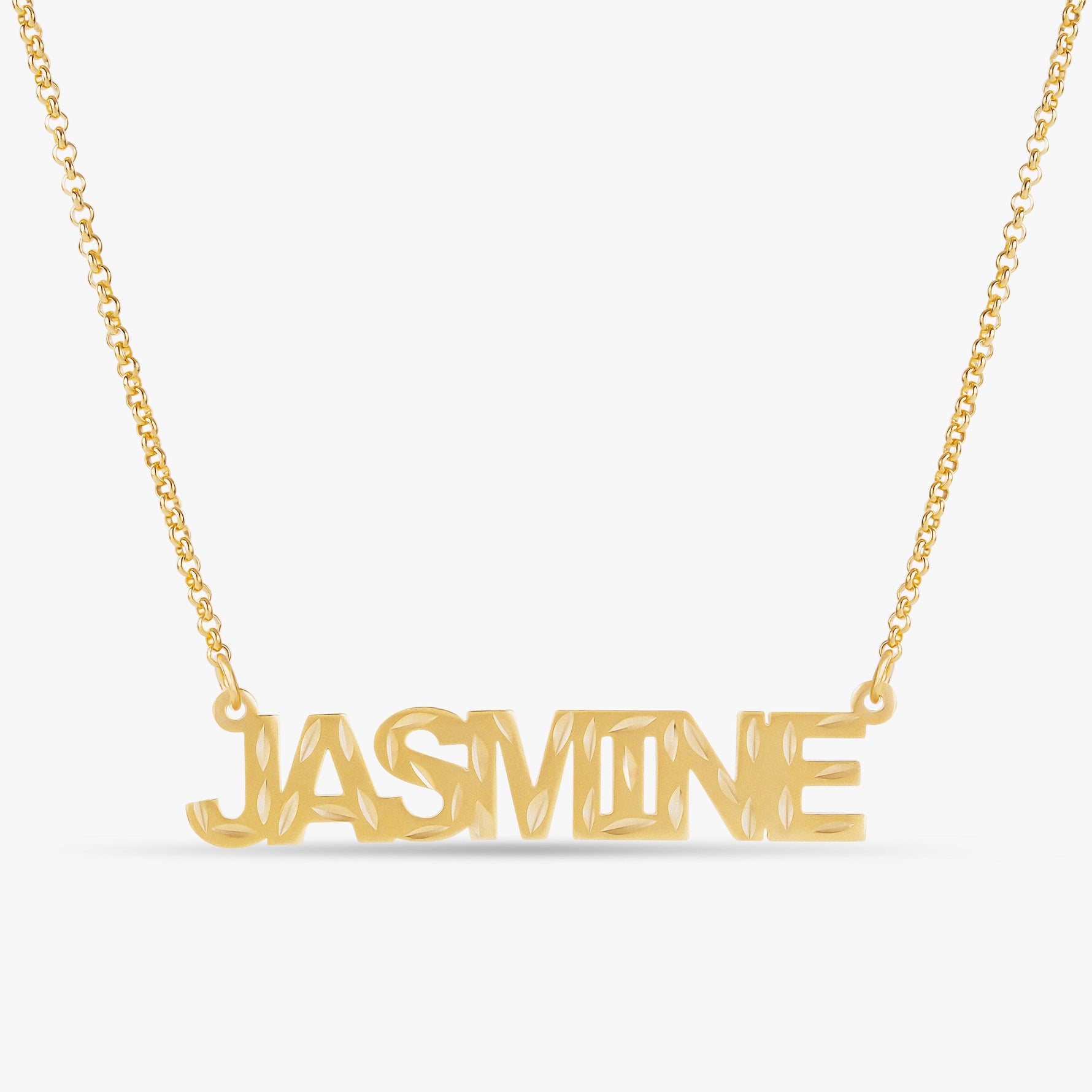 Kid's Diamond Cut Block Name Necklace