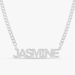 Diamond Cut Block Name Necklace