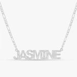Diamond Cut Block Name Necklace