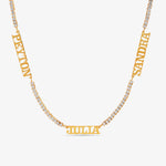 2mm Tennis Chain Three Name Necklace