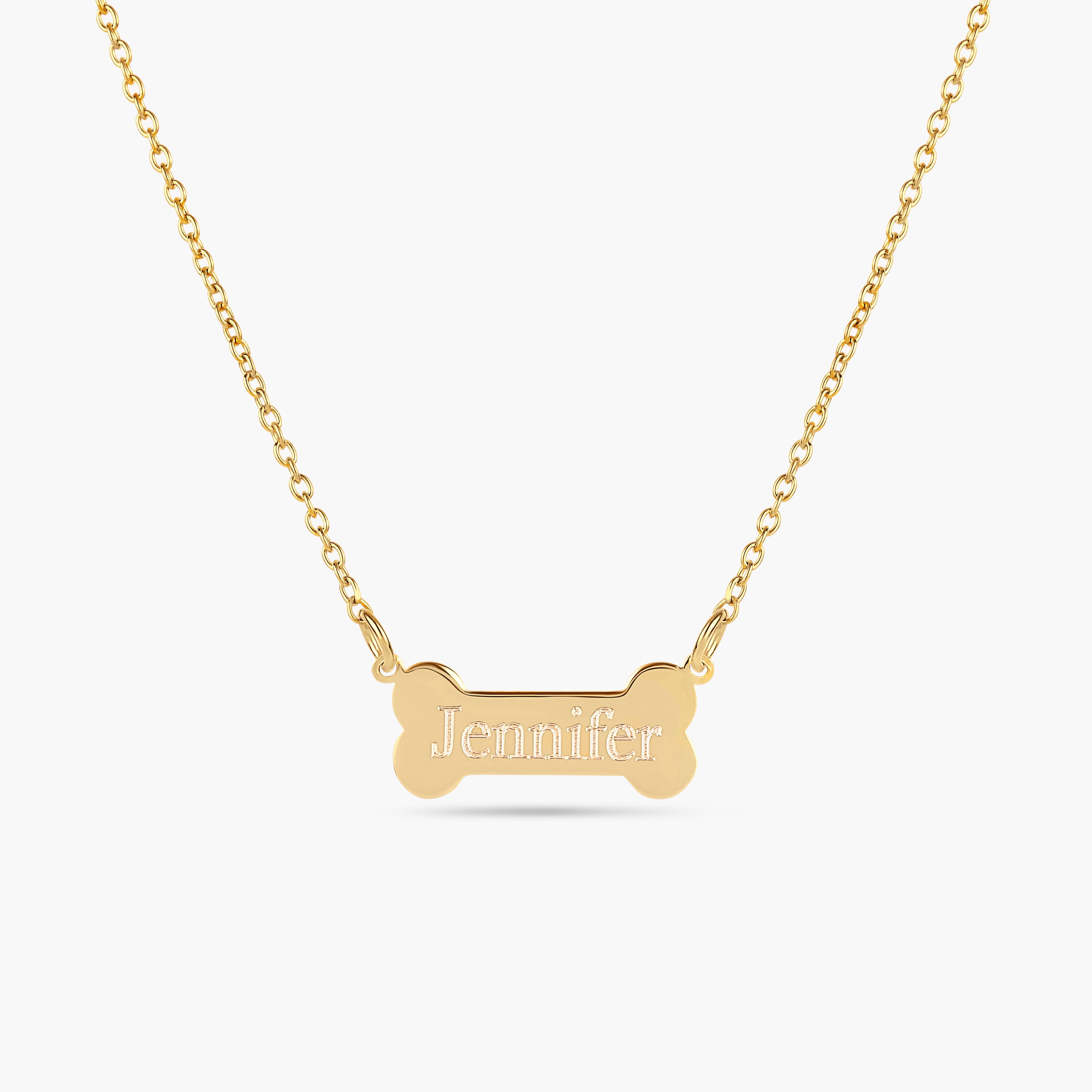 Engraved Dog Bone Pendant Necklace