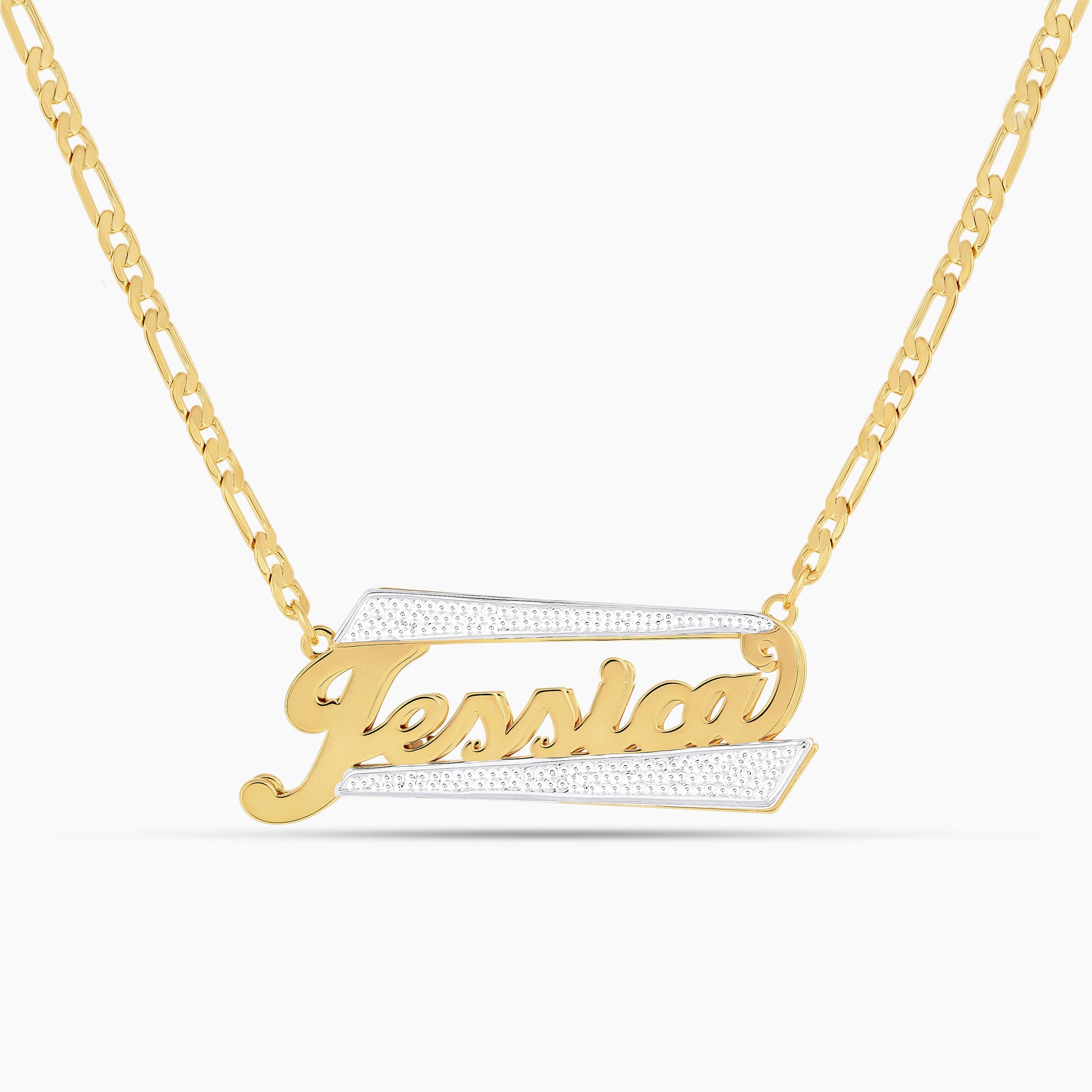 Double Plated Radiant Bar Name Necklace