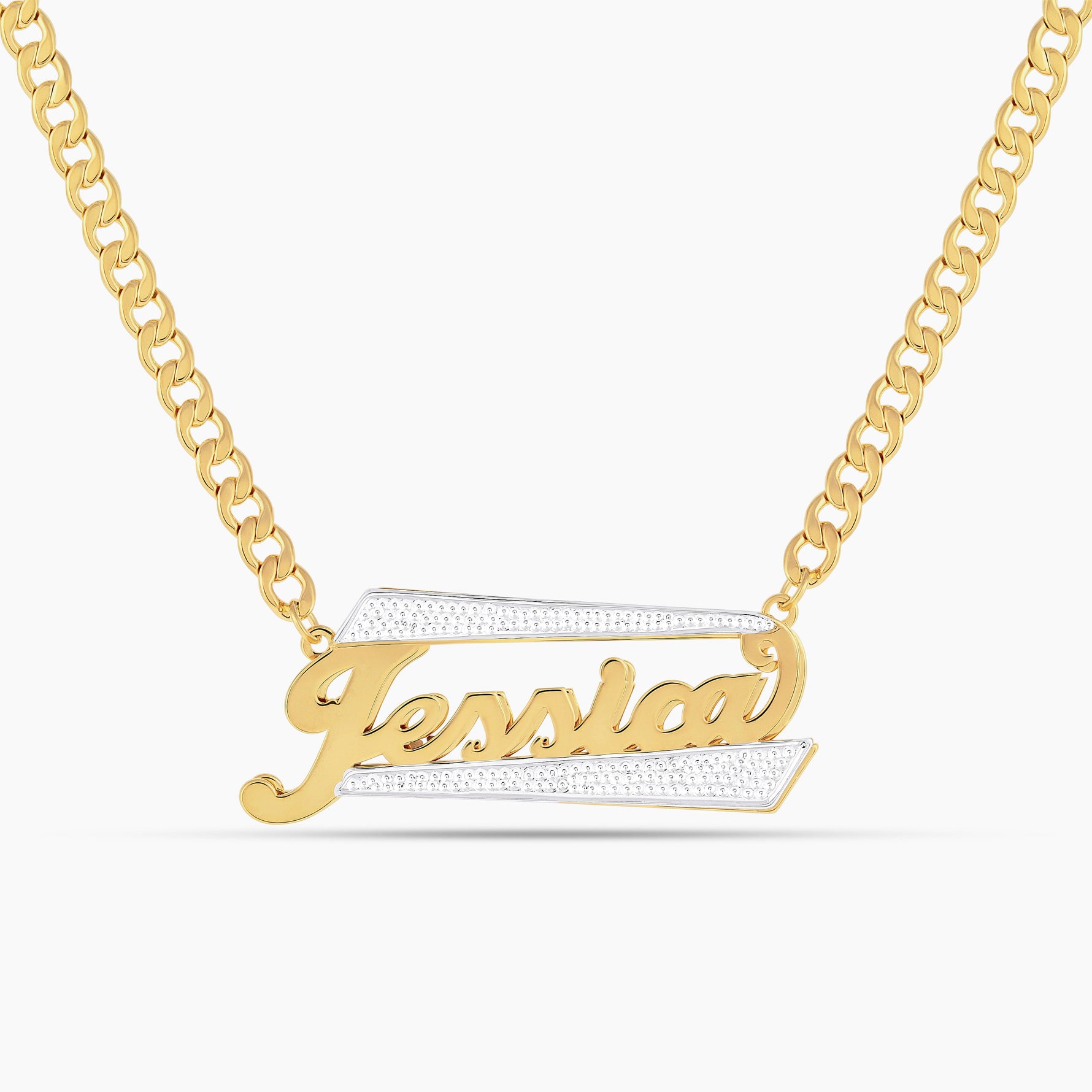 Double Plated Radiant Bar Name Necklace