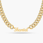 Signature Name Necklace with Chunky Iced Cuban Chain