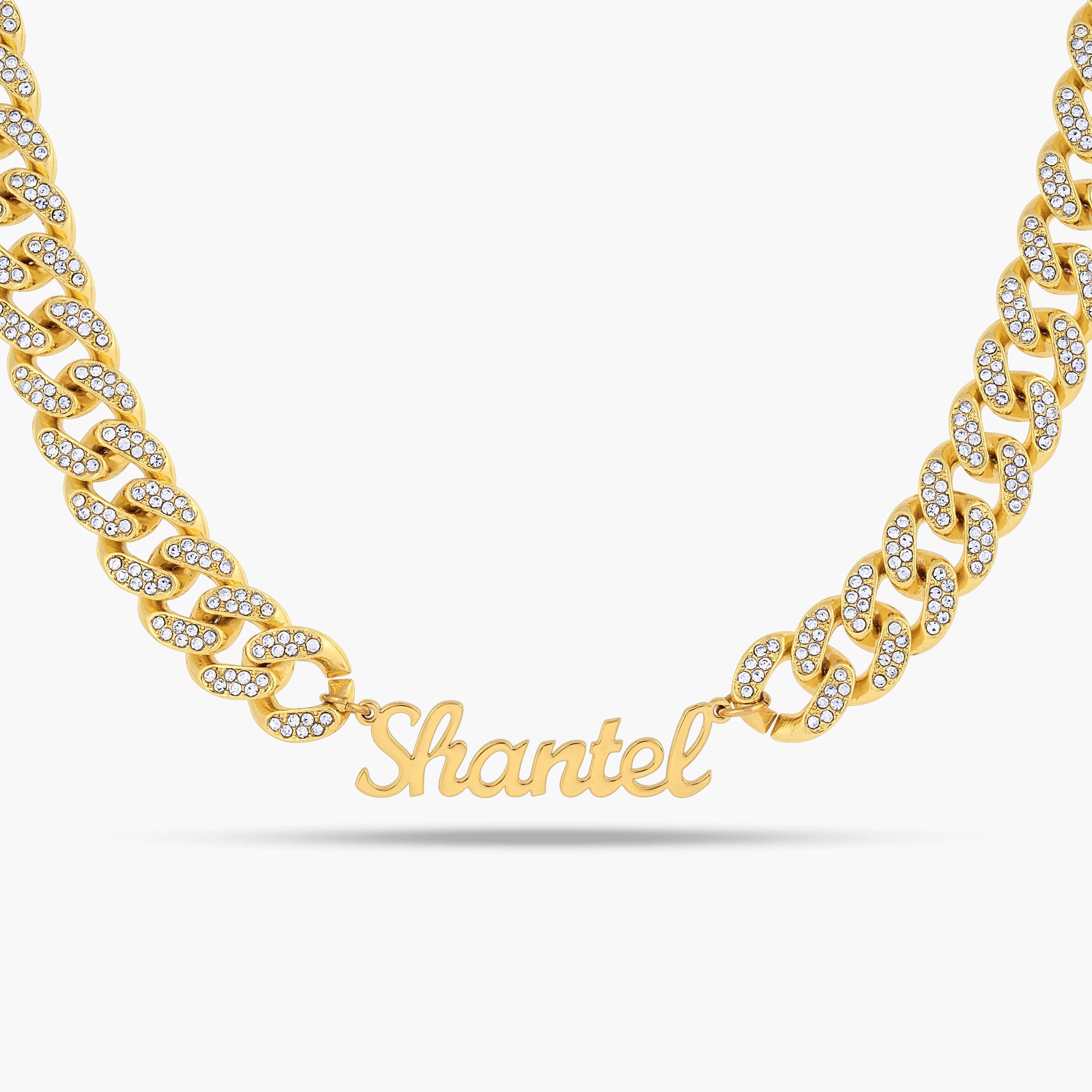 Signature Name Necklace with Chunky Iced Cuban Chain