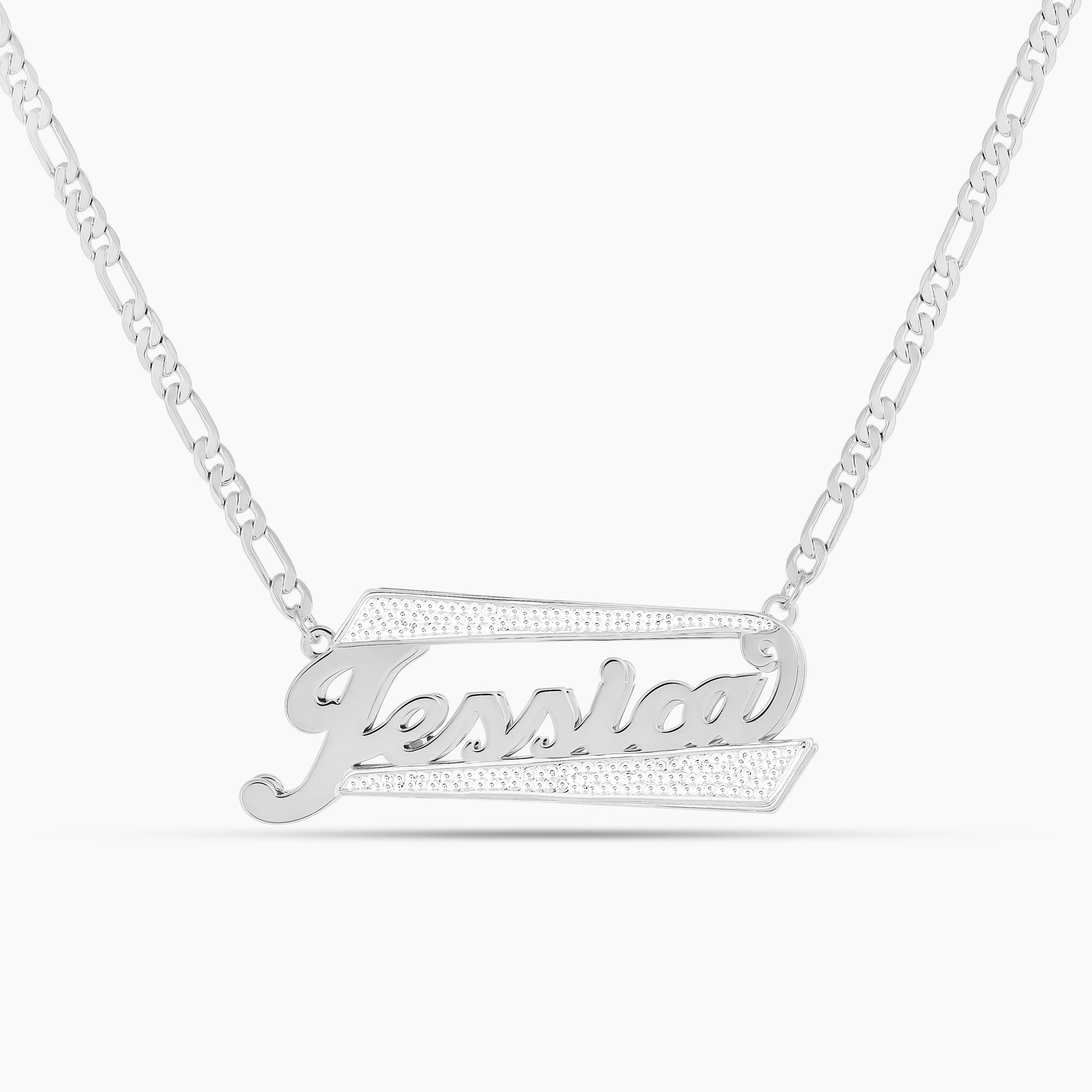 Double Plated Radiant Bar Name Necklace