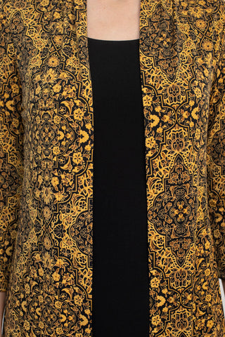 Connected Apparel Scoop Neck 3/4 Sleeve Faux Jacket ITY Dress - By Baano