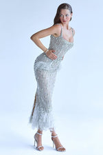 True Fantasy Beaded Crystal Midi Dress - By Baano
