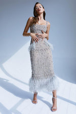 True Fantasy Beaded Crystal Midi Dress - By Baano