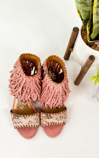 True Fringe Wedge in Blush Naughty Monkey
