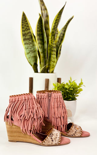True Fringe Wedge in Blush Naughty Monkey